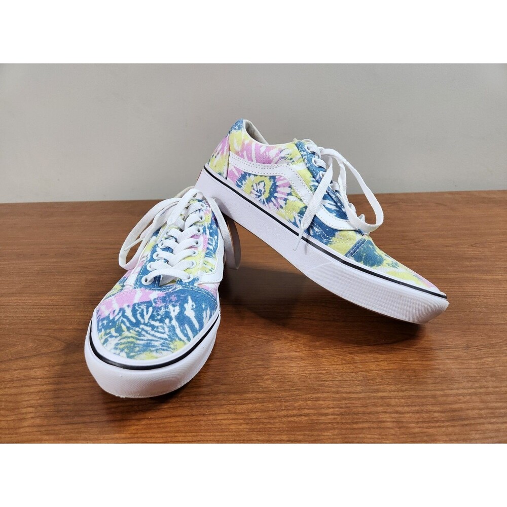 Vans Old Skool Comfy Cush Tie Dye Multi-Color Skate Sneaker Shoes M 8.5 L 10